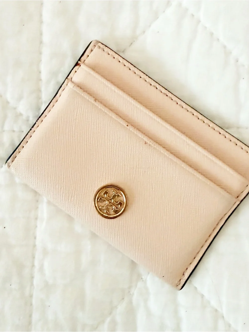 Tory Burch Pale Blush Saffiano Leather Card Holder